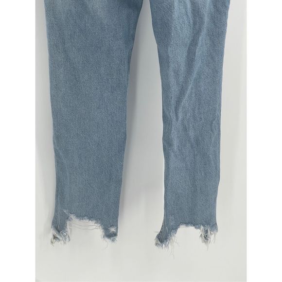 Free People Jeans Straight Leg Women Size‎ 30 Blue Distressed Raw Hem - Picture 7 of 13